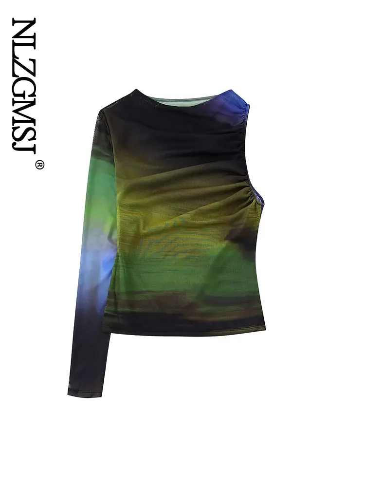 

Модная женская блузка Nlzgmsj 2022 на весну и осень, элегантный пуловер, женская рубашка с одним рукавом