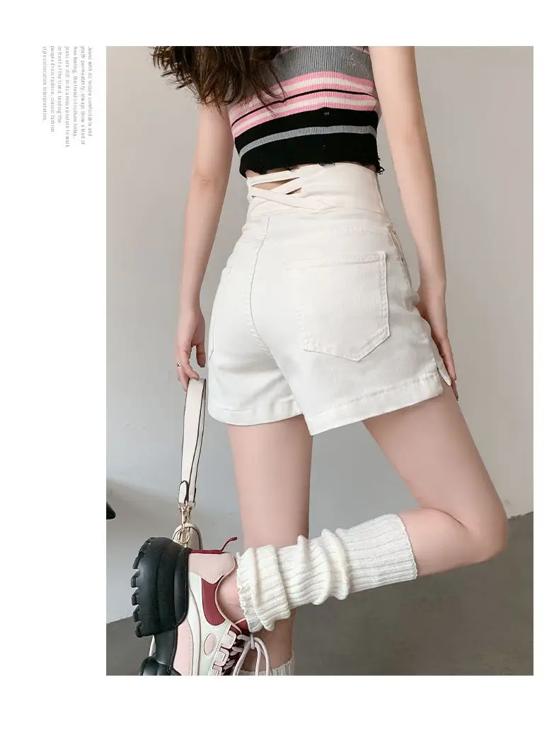 Women Wide Leg Shorts Denim Button-fly High Waist Harajuku BF Loose Korean Style Students Leisure Streetwear Summer Hot Trousers