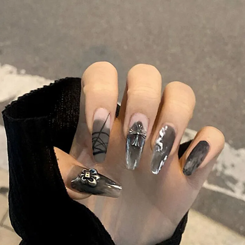 

24 Pieces of Frosted False Nails Can Be Worn French False Nails Almond Ballet Press Xianshuichuo Design Nails