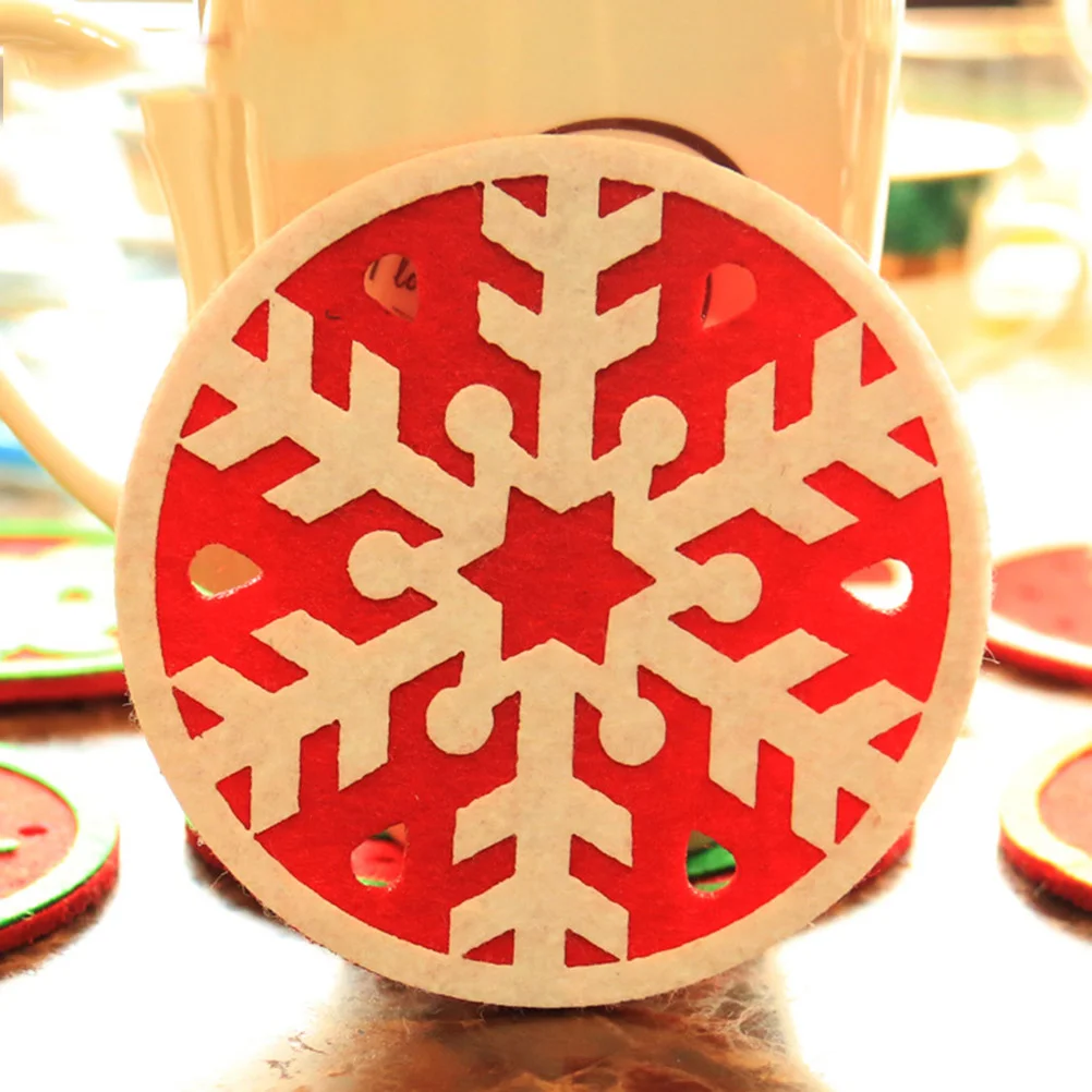 

4PCS Felt Fabric Table Placemat Drink Coaster Silicone Drink Coasters Christmas Drink Coasters Set Drink Mat
