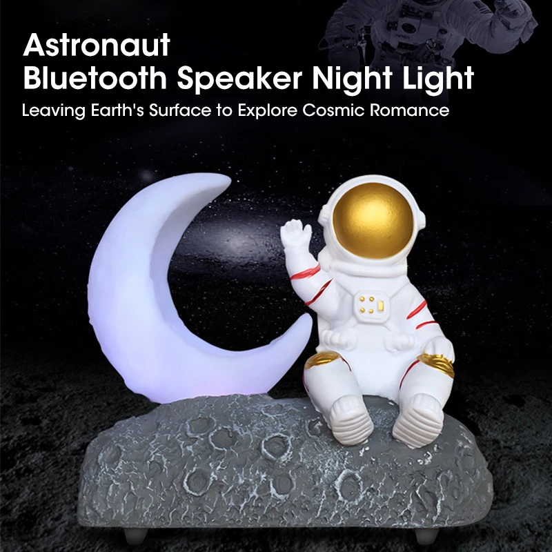 

Moon Astronaut bluetooth Speaker Niaht Liaht Creative Birthday Gift Decoration Loud HIFI speakers Support TWS TF FM voice box