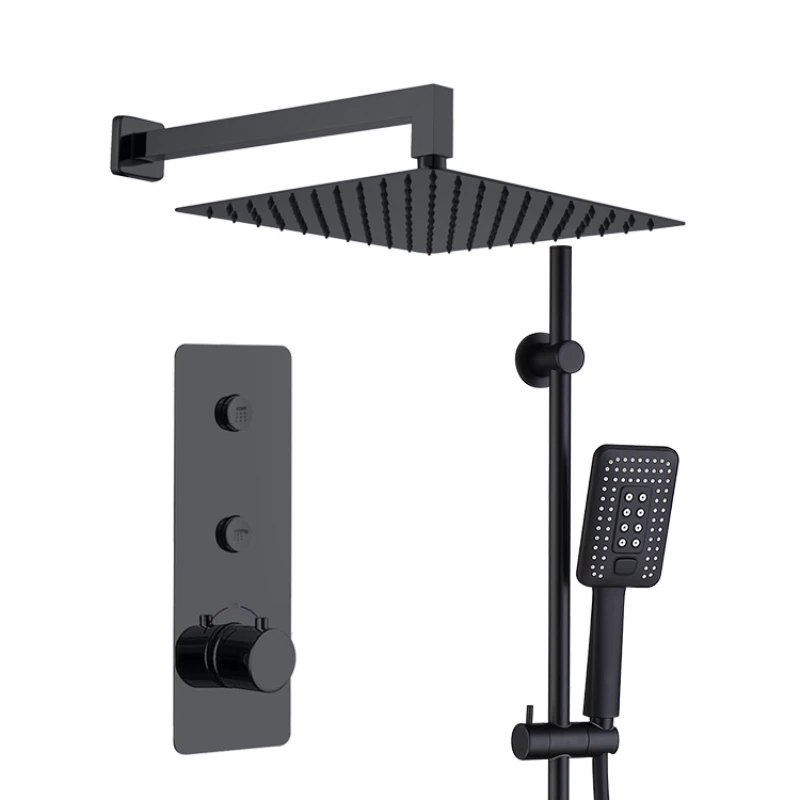 

faucet factory black Brass Bathroom concealed Shower engineering smart Thermostatic shower taps mixer