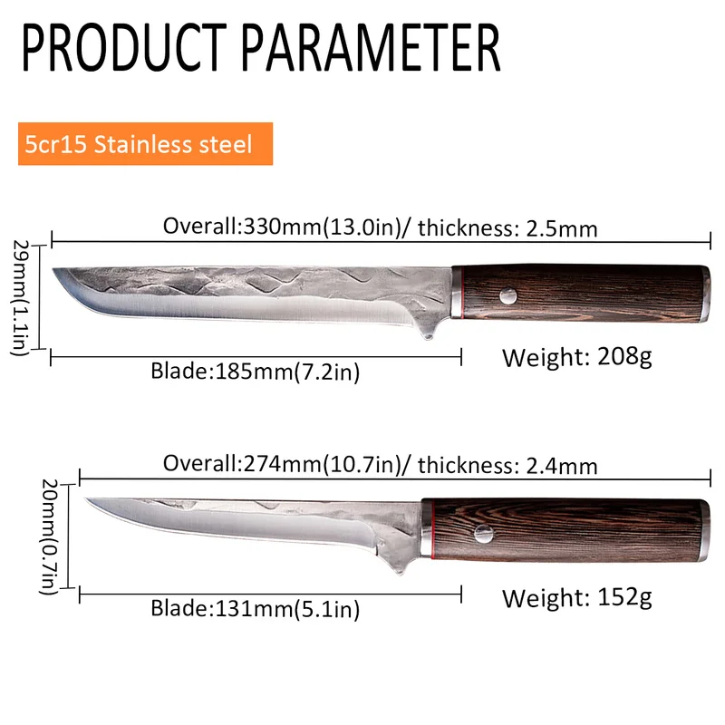 Кованый нож из нержавеющей стали кухонный мясной для резки фруктов арбуза рыбы