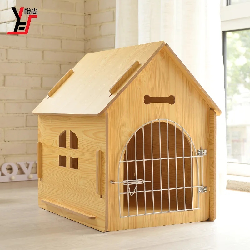 

Wooden Dog House Detachable Cat House with Window Dog Crate Log Cabin Indoor and Outdoor Pet Villa