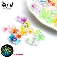 8pcslot transparent luminous resin acrylic bottles charms for pendant necklace keychains diy jewelry making handmad findings