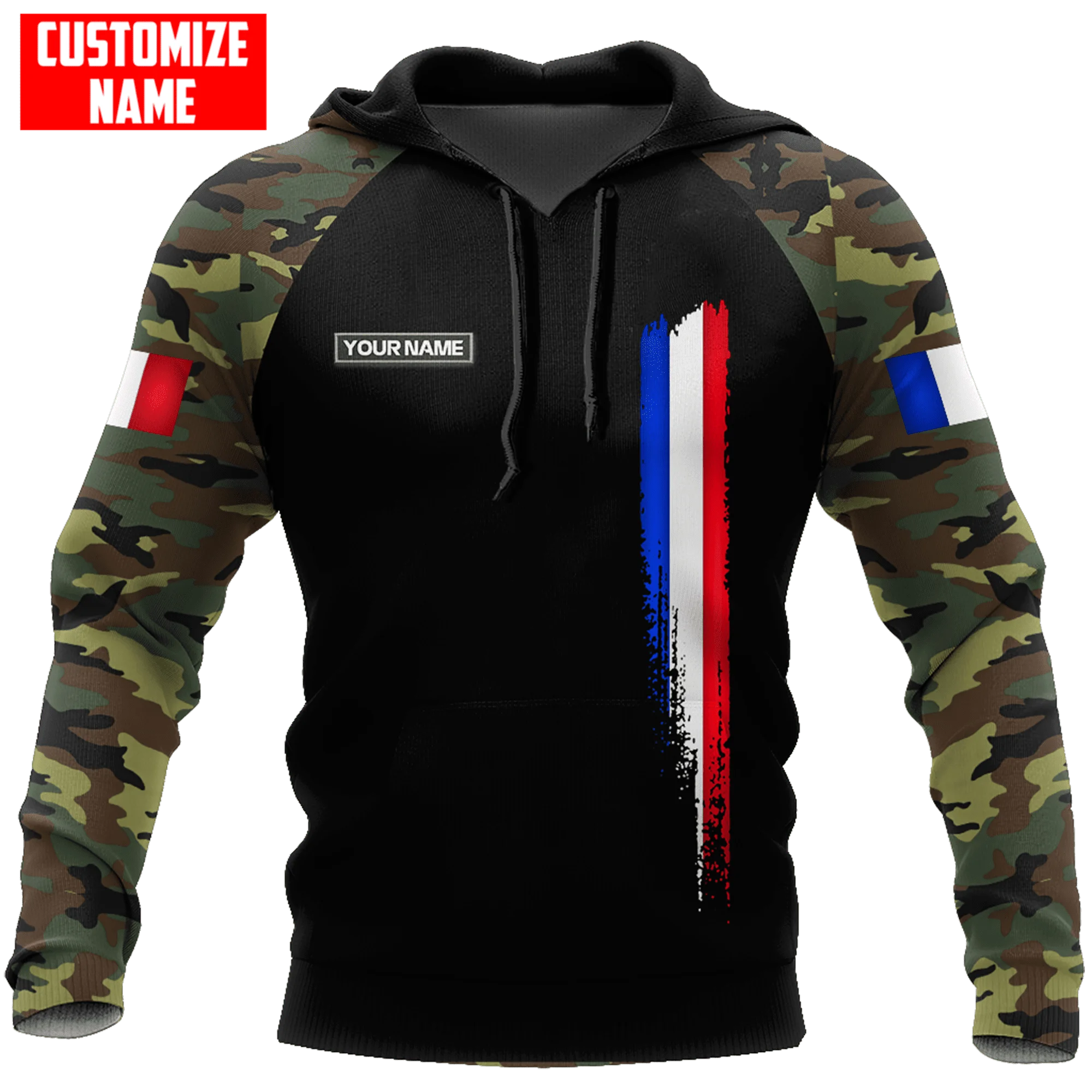 

Free Custom Name French Army 3D Printing Hoodie Veterans Camouflage 3D Zipper Hoodie Flag National Emblem Sweatshirt Casual