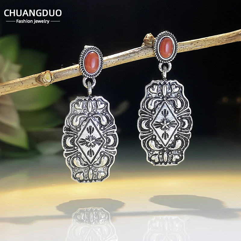 Изысканные серьги-капли из древнего серебра 925 пробы в античном дизайне для