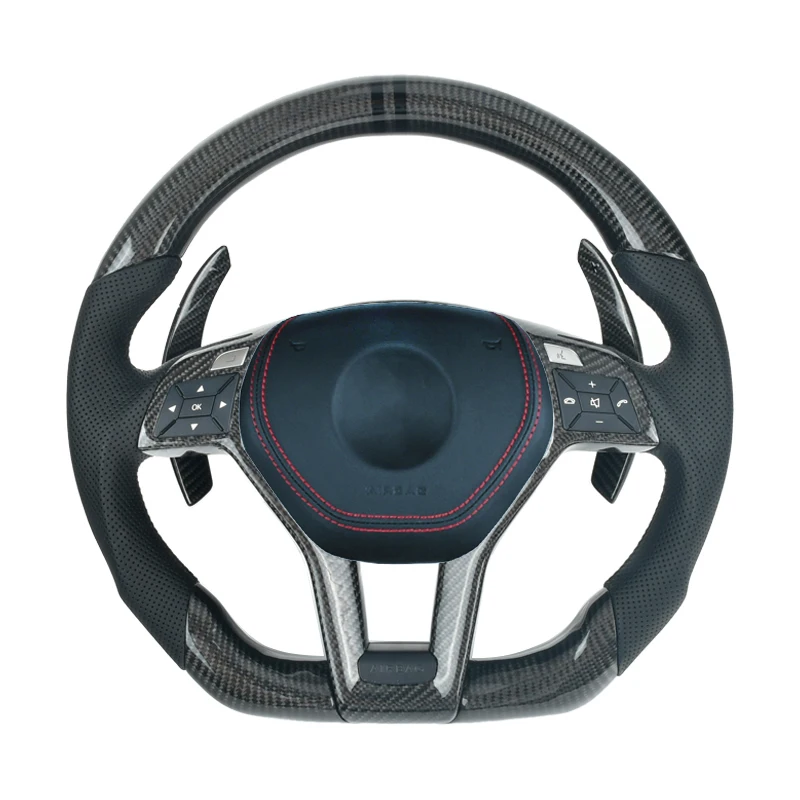 

100% натуральное углеродное волокно + кожа Рулевое колесо для Mercedes-benz GLC GLE450 C63 C450 E63 W176 W204 W205 W213 A250 AMG Спорт и т. д.