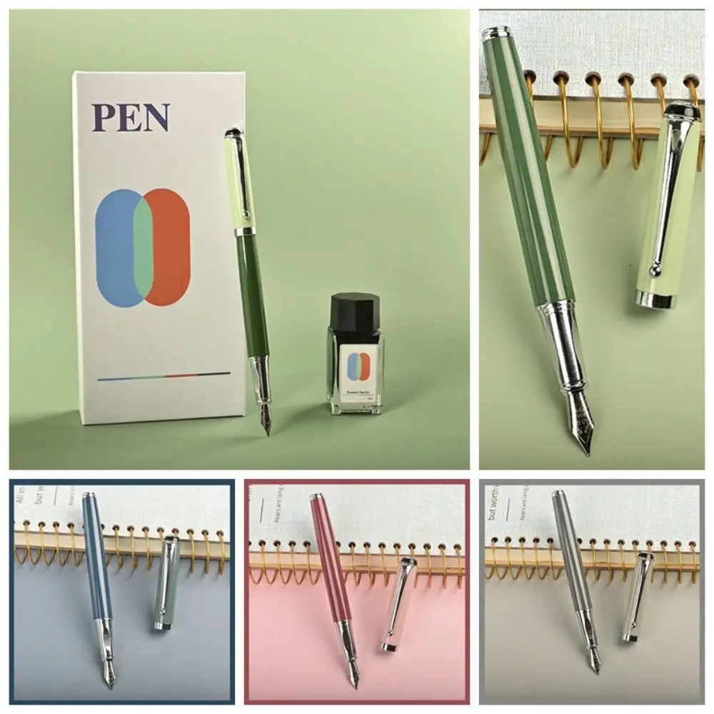 

Luxury 0.5mm Metal Fountain Pen Set Exquisite Morandi Color Signing Pen Durable Writing Smoothly Calligraphy Pen