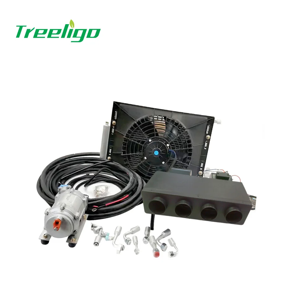 Treeligo Automotive Electric Air Conditioner 12V for Car Parking Refrigeration AC for Tractor Truck Camper Van Caravans Cranes