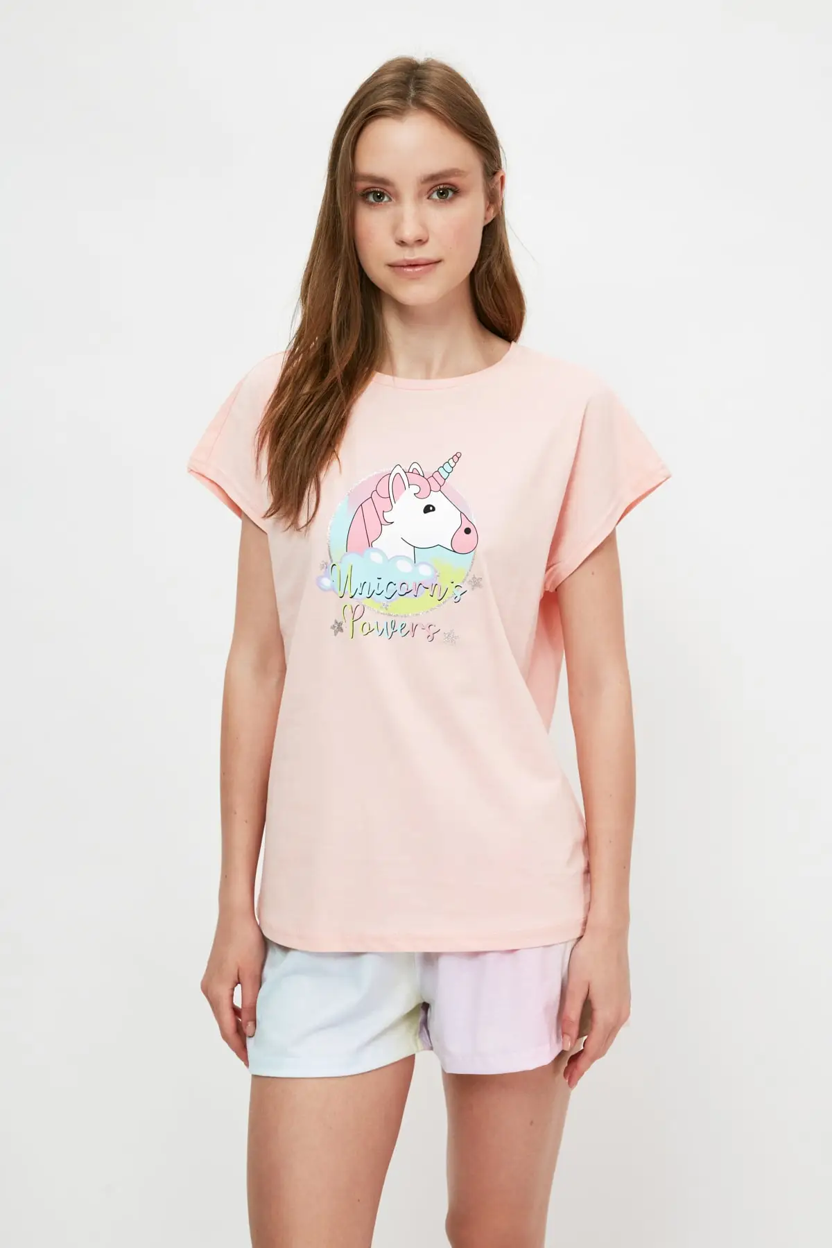 

Trendyol Unicorn Printed Knitted Pajamas Set THMSS21PT1049