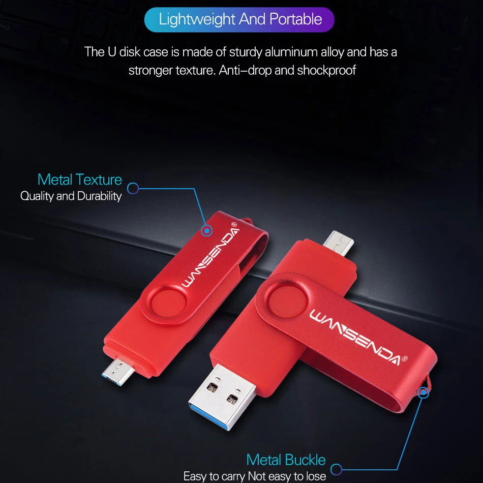 Высокоскоростной флэш-накопитель WANSENDA USB 3.0 32 ГБ 64 128 256 OTG с портом MicroUSB для