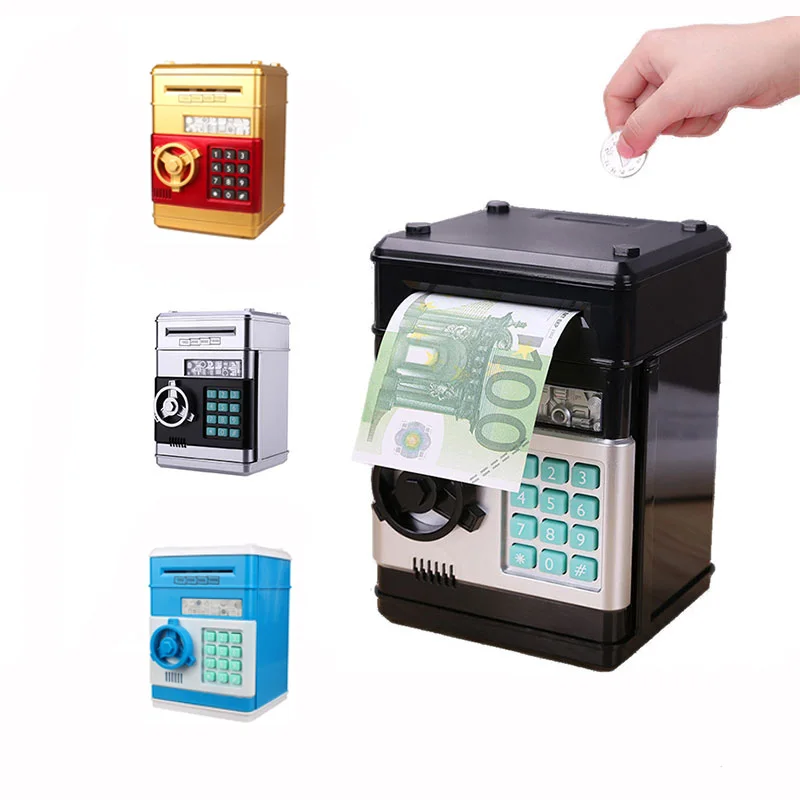 Hucha ATM Mini caja de dinero con contraseña electrónica, seguridad para masticar monedas en efectivo, caja de ahorro, depósito automático de billetes, juguetes para niños, regalo