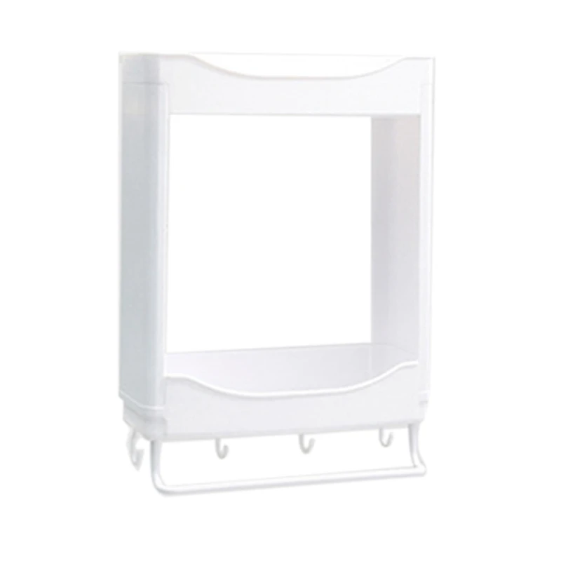 

Kitchen Rack Plastic Spice Hang Decoration Shelf Wall Mounted Seasoning Jar Holder White