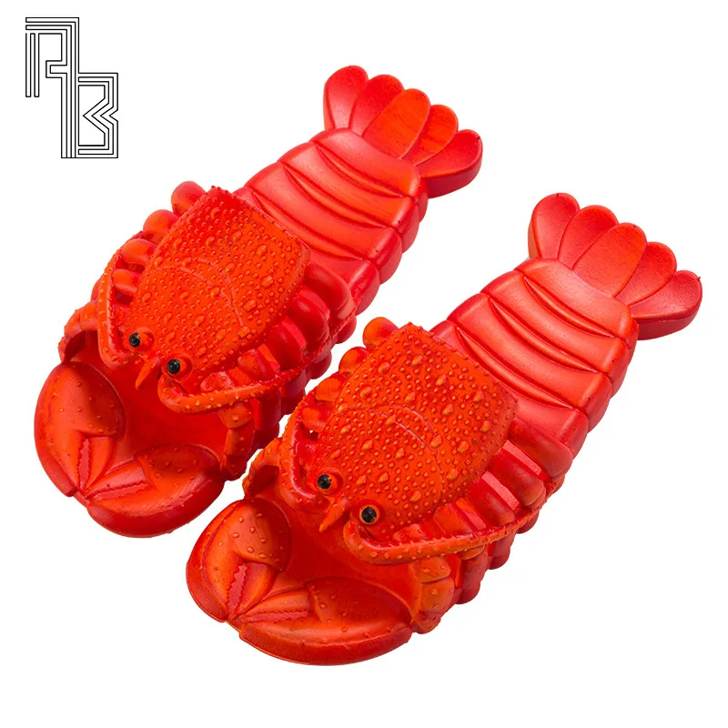 

Creative Lobster Design Beach Slipper Cute Children's Shoes Plus Size Flat Slippers for Women Summer Nonslip Fashion Men Sandals
