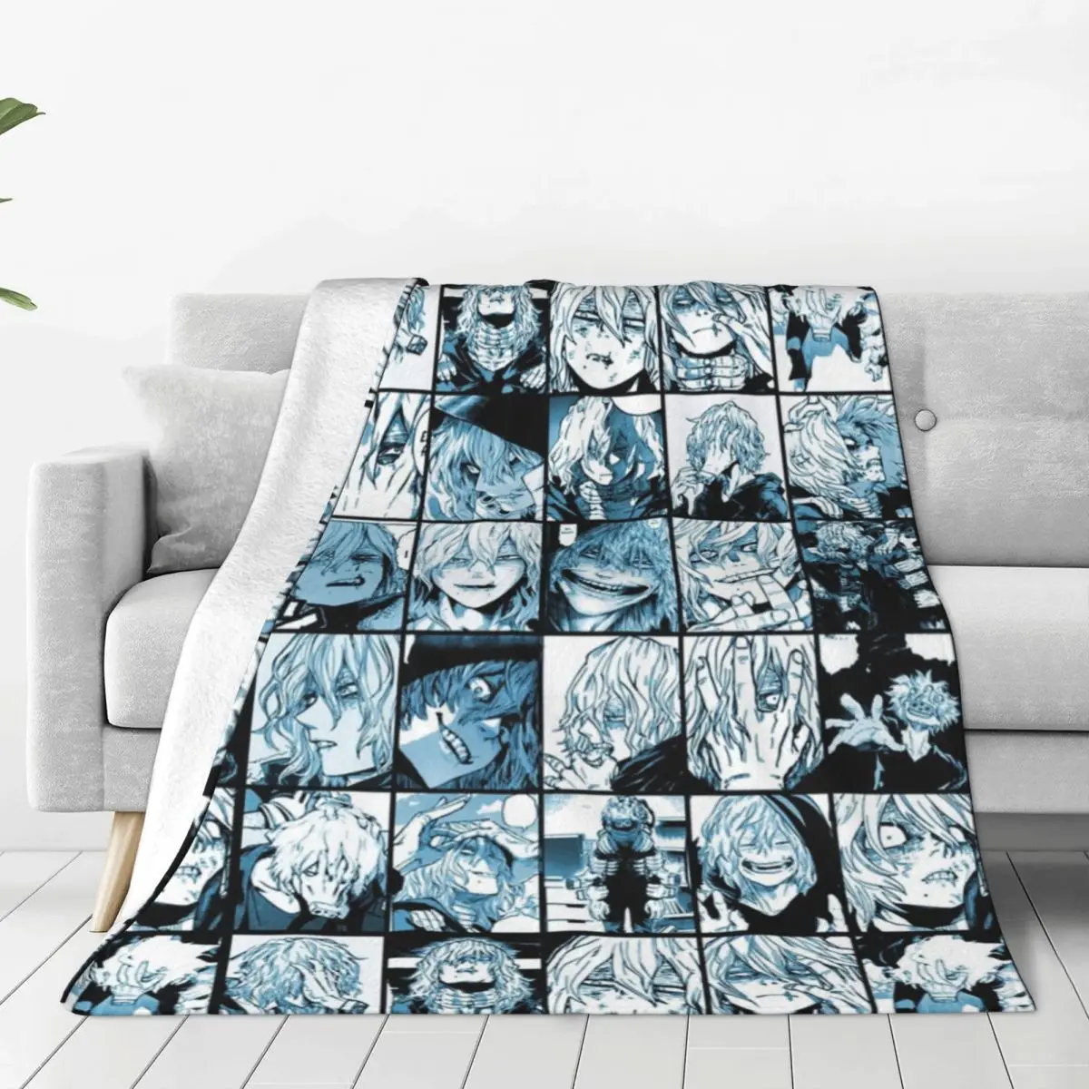 

Boku No My Hero Academia Collage Anime Knitted Blanket Flannel Shigaraki Collage Warm Throw Blankets for Car Sofa Couch Bed Rug