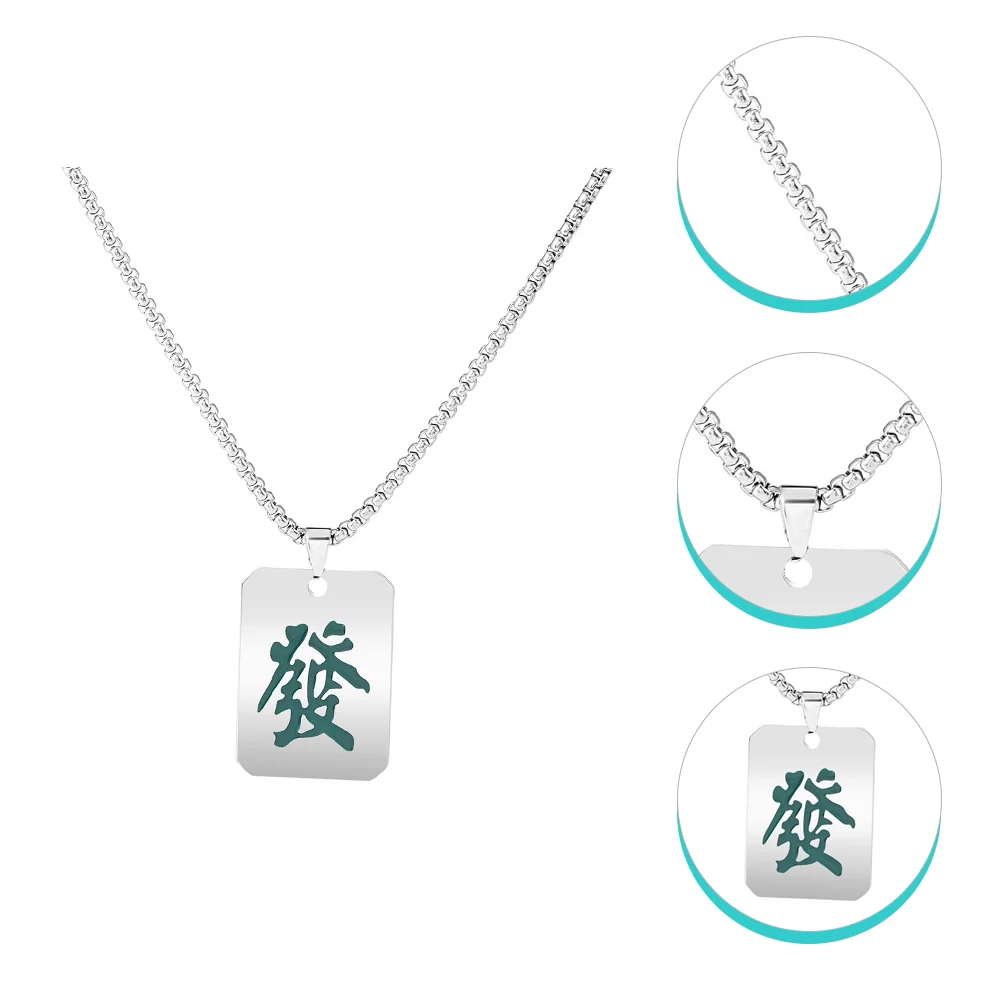 

Necklace Novel Exquisite Creative Mahjong Neck Chain Men Necklace Jewelry Chinese Style Necklace Clavicle Chain Jewelry