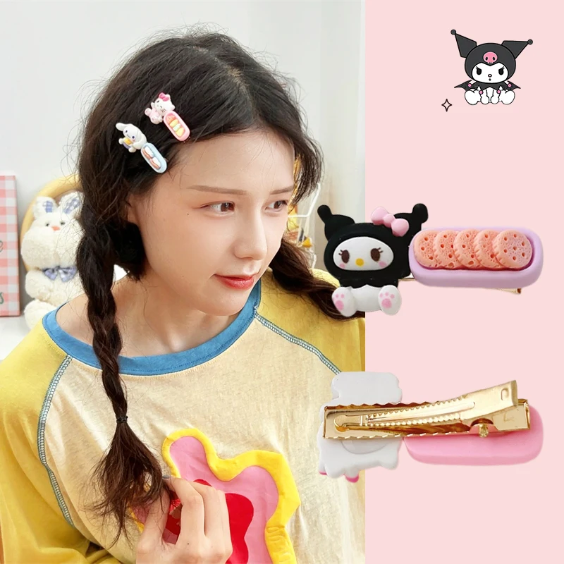 

Kawaii Sanrio Hello Kitty Hair Clip Kuromi My Melody Cute Cartoon Candy Sweet Side Clip Girl Bangs Clip BB Clip Hair Accessories