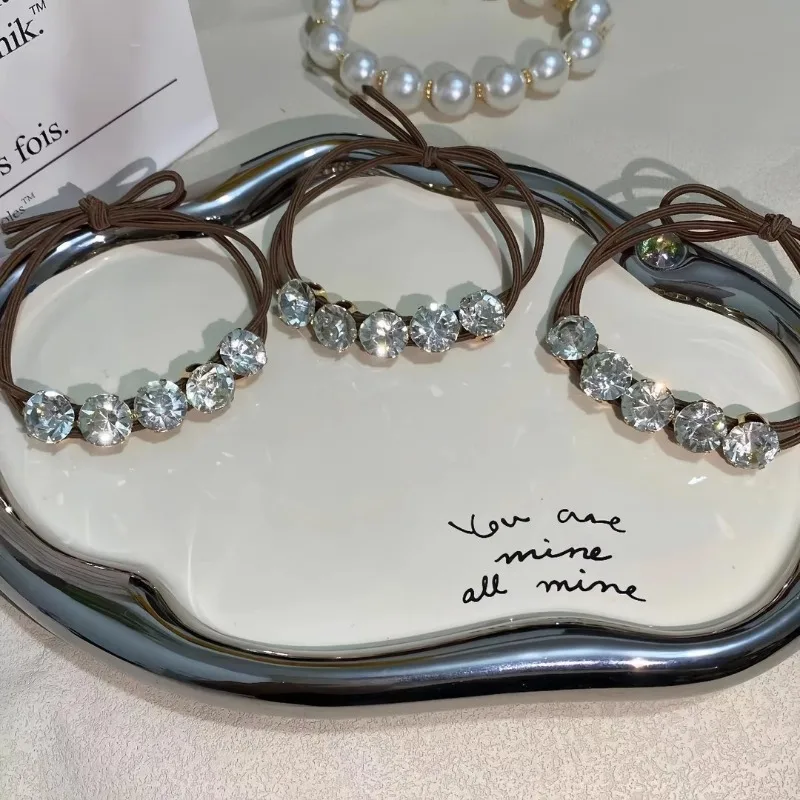 6 шт. элегантная жемчужная Хрустальная резинка для волос эластичные повязки