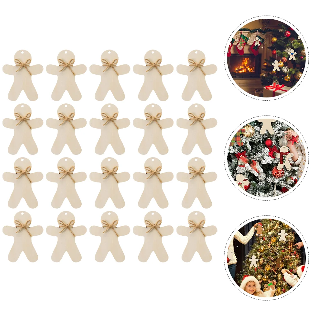 20 комплектов украшений для рождественской елки деревянная бирка неокрашенные