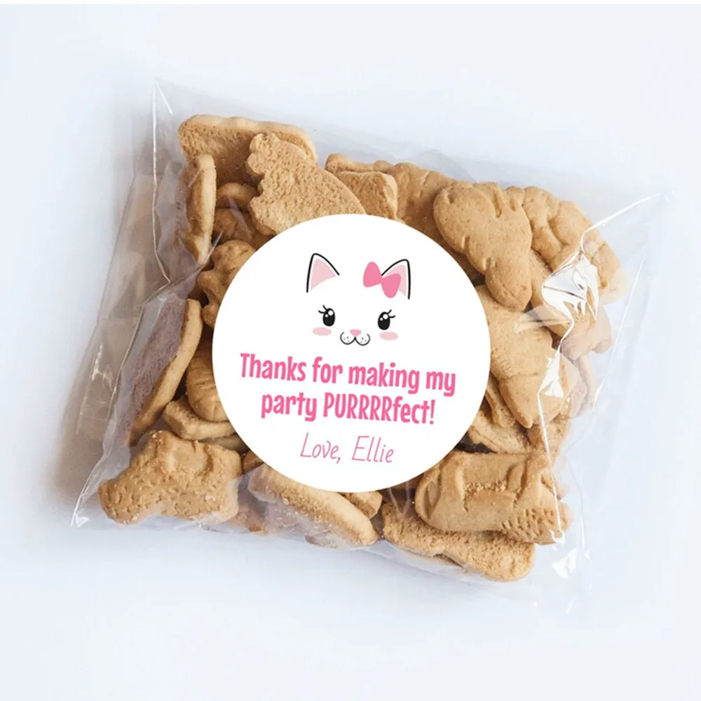 Наклейки с кошачьим лицом 50 шт. тематика котенком кошка бантом этикетки котом на