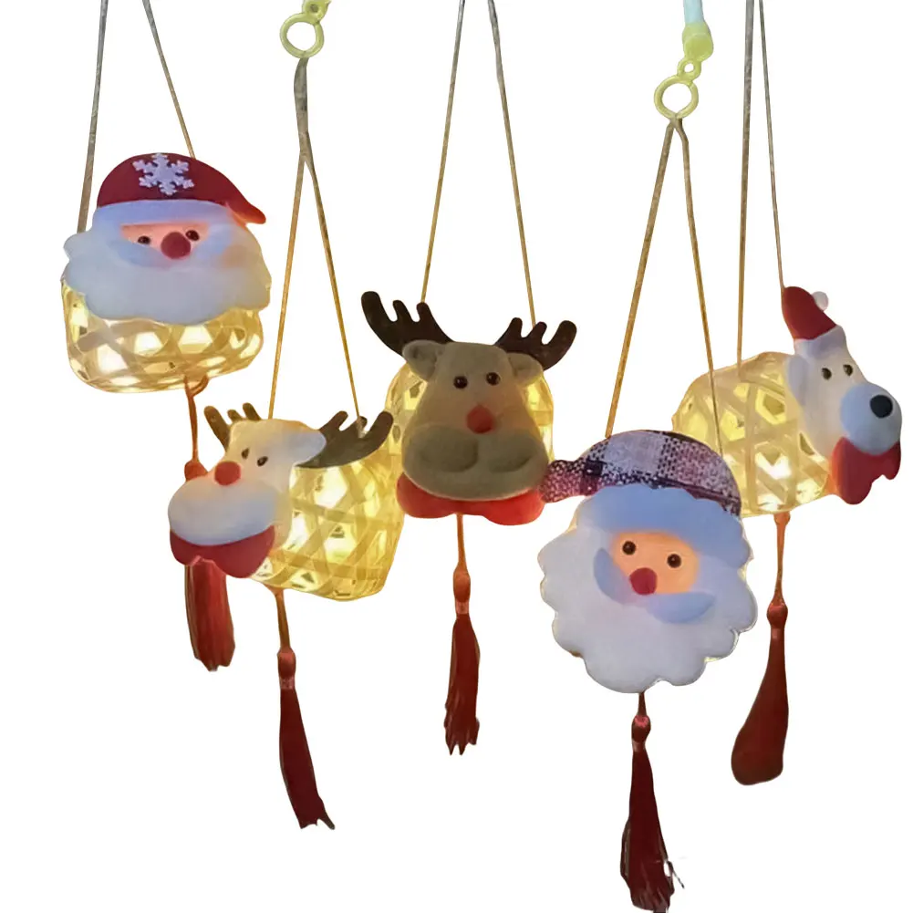 Рождественский бамбуковый тканый фонарь со светодиодной подсветкой креативный