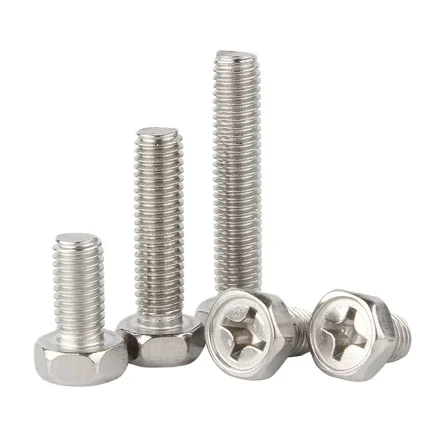 

50pcs M3 m4 Hexagon Phillips Bolt Hexagonal L=5-18mm 16mm 10mm 12m GB29.2 Cross Recessed Hexagon Bolts Screws Stainless Steel