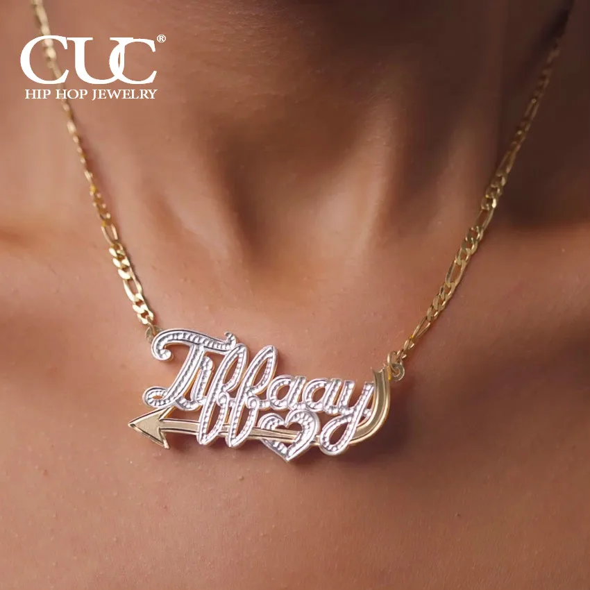

CUC Arrow Heart Love Letter Name Necklace Women Chain Custom Double Plated Lucky Number Pendant DIY Jewelry For Gift