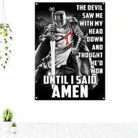 until i said amen crusader flag ancient military posters templar knight tapestry banner retro wall art painting wall hanging
