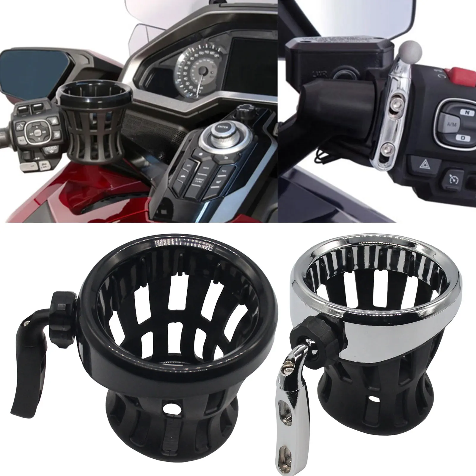 

Motorbike Rear Passenger Drink Cup Holder For Honda Goldwing GL1800 2018-up Aluminum Car Cup Holders Basket Bottle Cup Holder