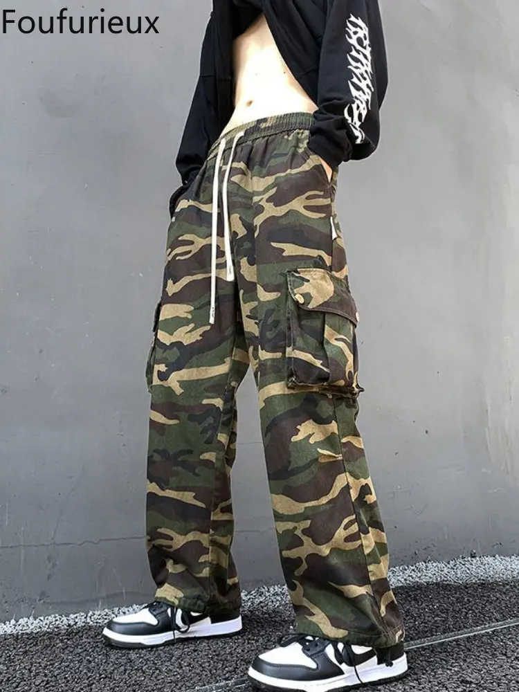 

Мужские камуфляжные брюки-карго с карманами, с эластичным поясом