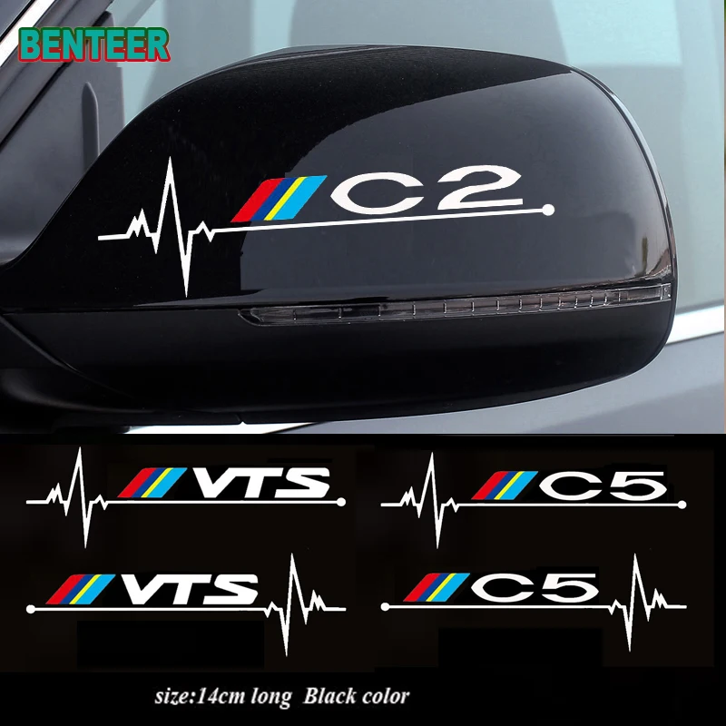 

2pcs Car Rearview Mirrow Sticker For Citroen C4 C1 C2 C5 C3 C6 C8 C-ELYSEE VTS Sport Racing Styling Exterior Accessories