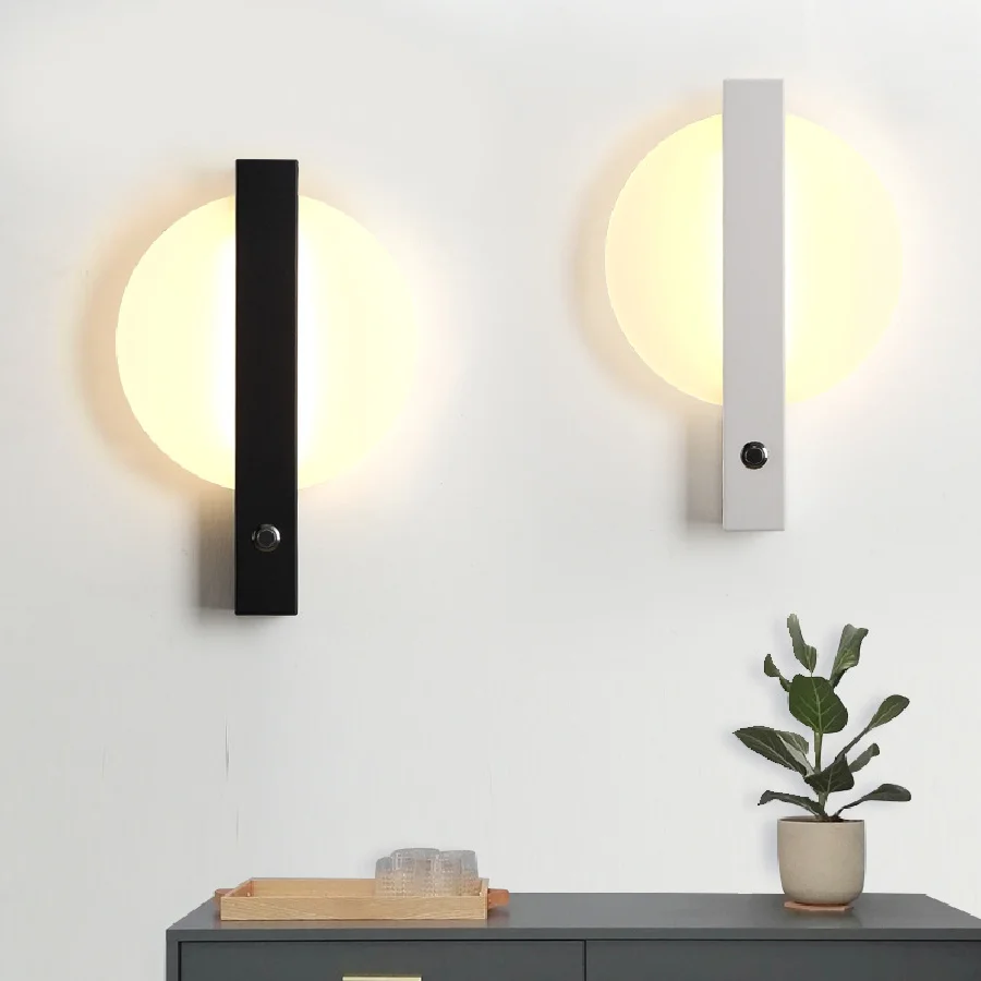 

Modern Led Wall Lamps Fixture Simple Sconce Light Round Acrylic Bedside Reading Lights Aisel Bedroom Bathroom Home Deco Lighting