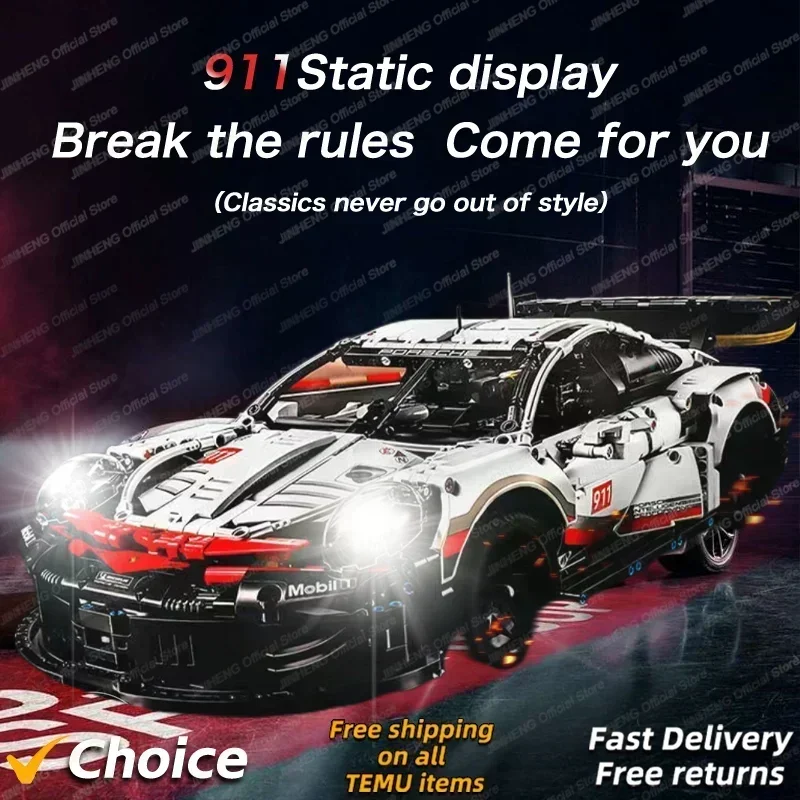 1580 Шт. Технический Автомобиль С Дистанционным Управлением 911 Rsr Совместимый 42096