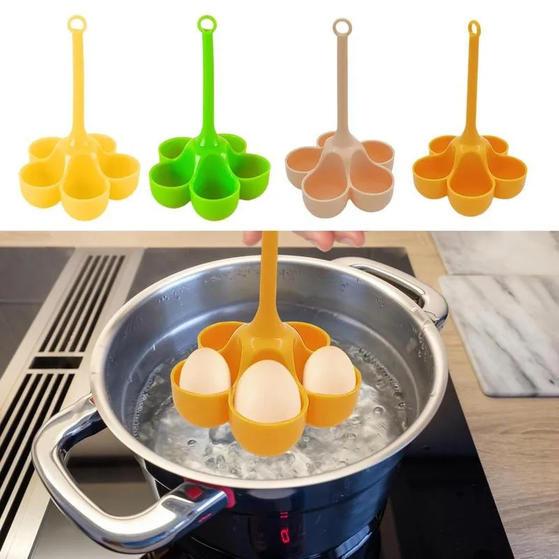 

Egg Boiler Holder Heat-resistant Silicone Egg Steamer Tray with 5 Grids Eggs Poaching Boiling Cooker Rack Kitchen Accessories