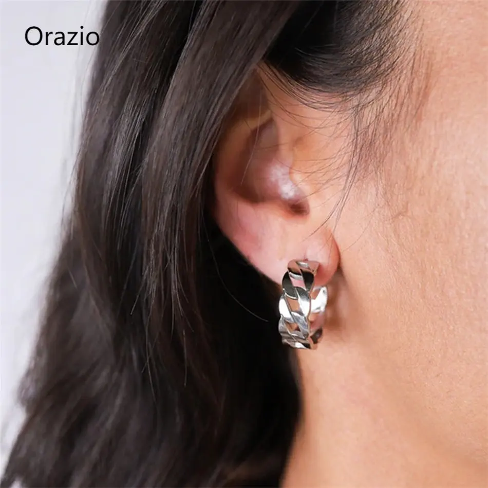 

Orazio Earrings For Women Stainless Steel Metal Chain Hoop Girl's Daily Wear earrings Jewelry Wholesale/Dropshipping
