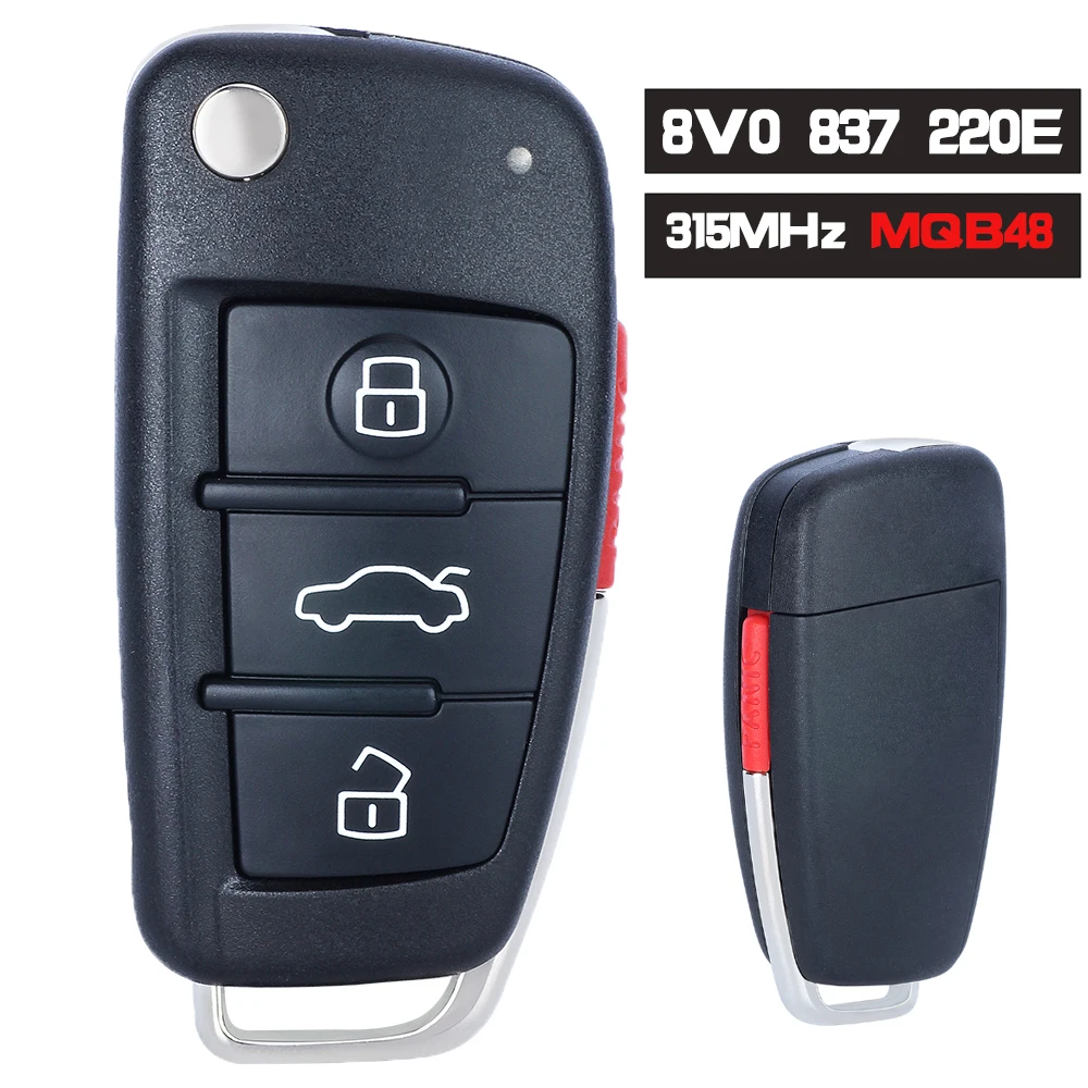 

KEYECU BV0 837 220D, BVD 837 220A, 8V0 837 220E, 81A 837 220J для AUDI A3 2013-2017 ASK 315 МГц MQB48 Keyless Go Flip Remote Key