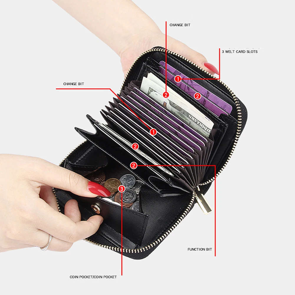 Women Purses Large Capacity Card Holder Durable Wear-Resistant Suitable For Shopping Mini Wallets Clutch With Zipper Keychain