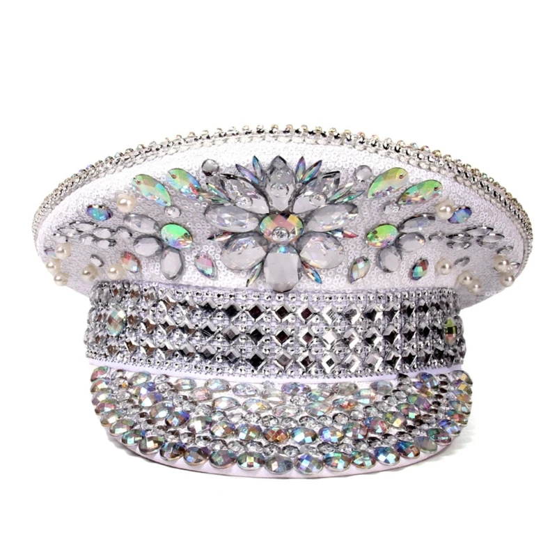 

Sparkling Captain Hat Crystals Sequins Hat for Bachelorette Party Captain Hat Hat for Actress
