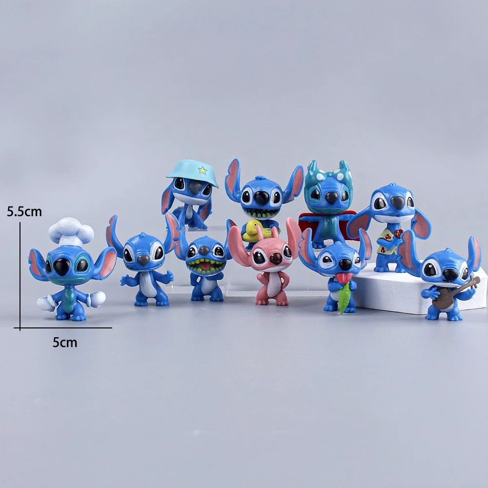 

10pcs Disney Toys Lilo & Stitch Cartoon Anime Figures Dolls Stitch Toy Cake Decoration Action Model Kids Toys for Birthday Gifts