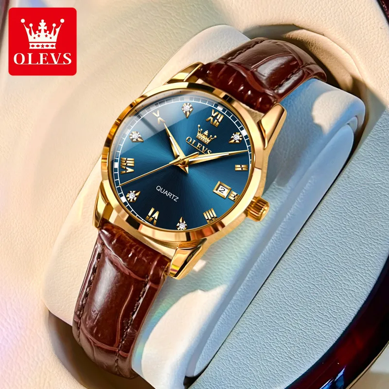OLEVS 2024 новые модные женские часы лучший бренд роскошный кожаный ремешок