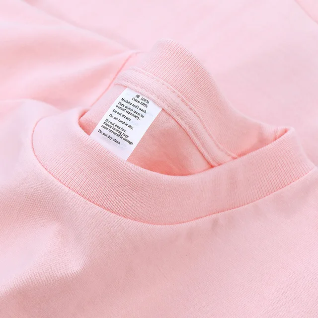 Large size 250g candy color light pink lotus root pink loose solid color cotton short-sleeved T-shirts for men and women 6