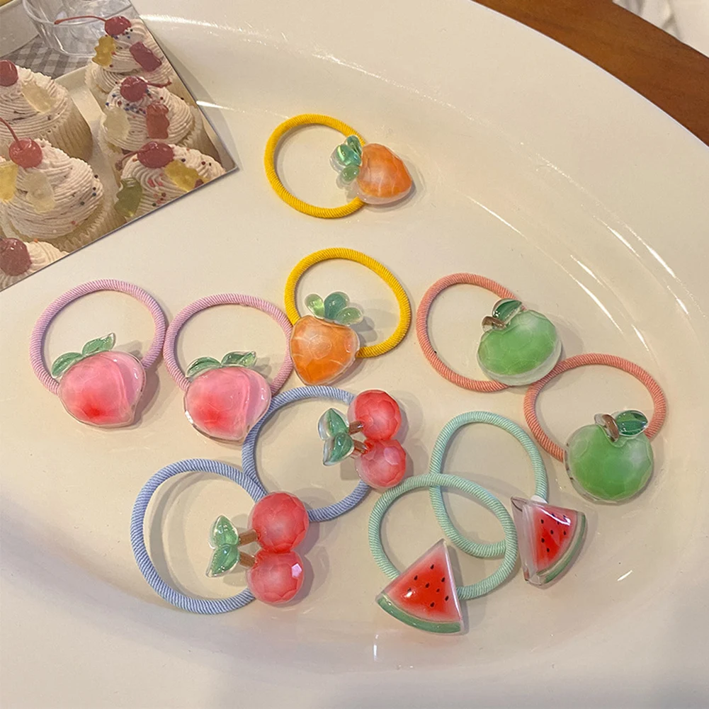 

2Pcs/Set Children Cute Colorful Fruit Elastic Hair Bands Girls Lovely Sweet Scrunchies Rubber Bands Kids Summer Hair Accessories