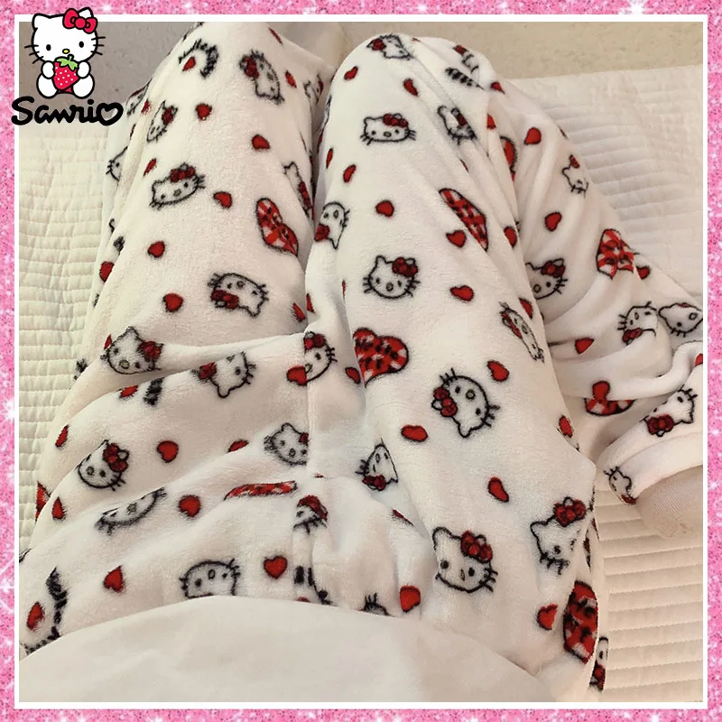 

Fashion Winter Sanrio Pajamas Y2K Hello Kitty Pajama Pants Home Trousers Homewear Sleepwear Women Christmas Gift Girl Clothes