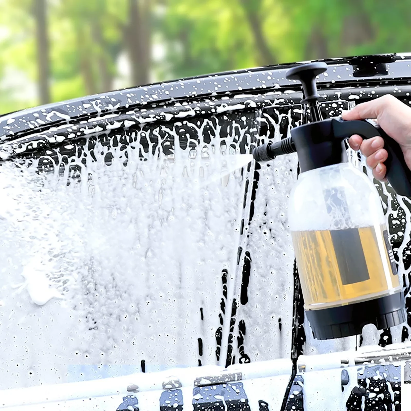 

NEW2023 2L Hand Pump Car Washer Foam Washing Tool Car Wash Sprayer Foam Nozzle Water Bottle Auto Spary Watering Can Car Cleaning