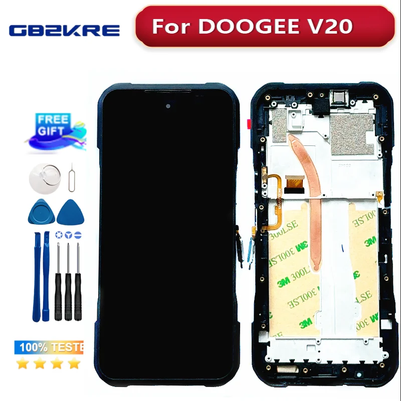 Оригинальный ЖК-дисплей для DOOGEE V20 с рамкой и диагональю 6,43 дюйма, Сменное стекло + Инструменты для ремонта