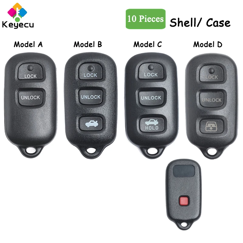 KEYECU 10 Pieces Keyless Remote Car Key Shell Case With 3 4 