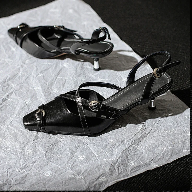 Сандалии Yozcttaa женские на высоком каблуке босоножки из натуральной кожи с