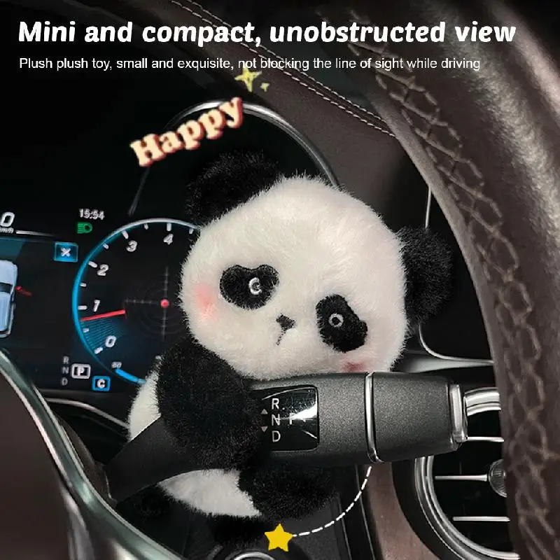 Car Plush Doll Ornaments Cute Panda Column Shifter Turn Signal Wipe Lever Decoration Accessories For Tesla Mercedes Benz