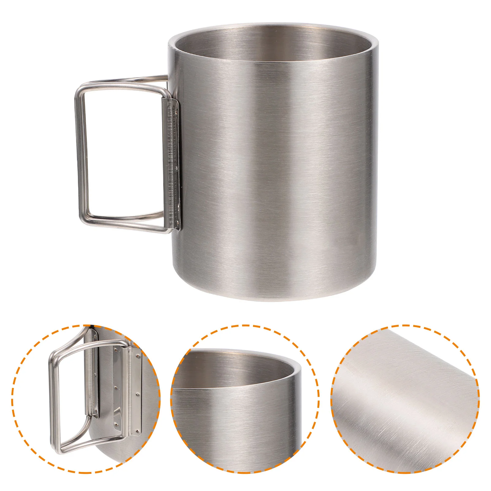 

Folding Camping Cup Camping Coffee Mugs Titanium Mug Camping Cookware Wok Camping Mug 304 Stainless Steel Picnic Tea Cup Travel